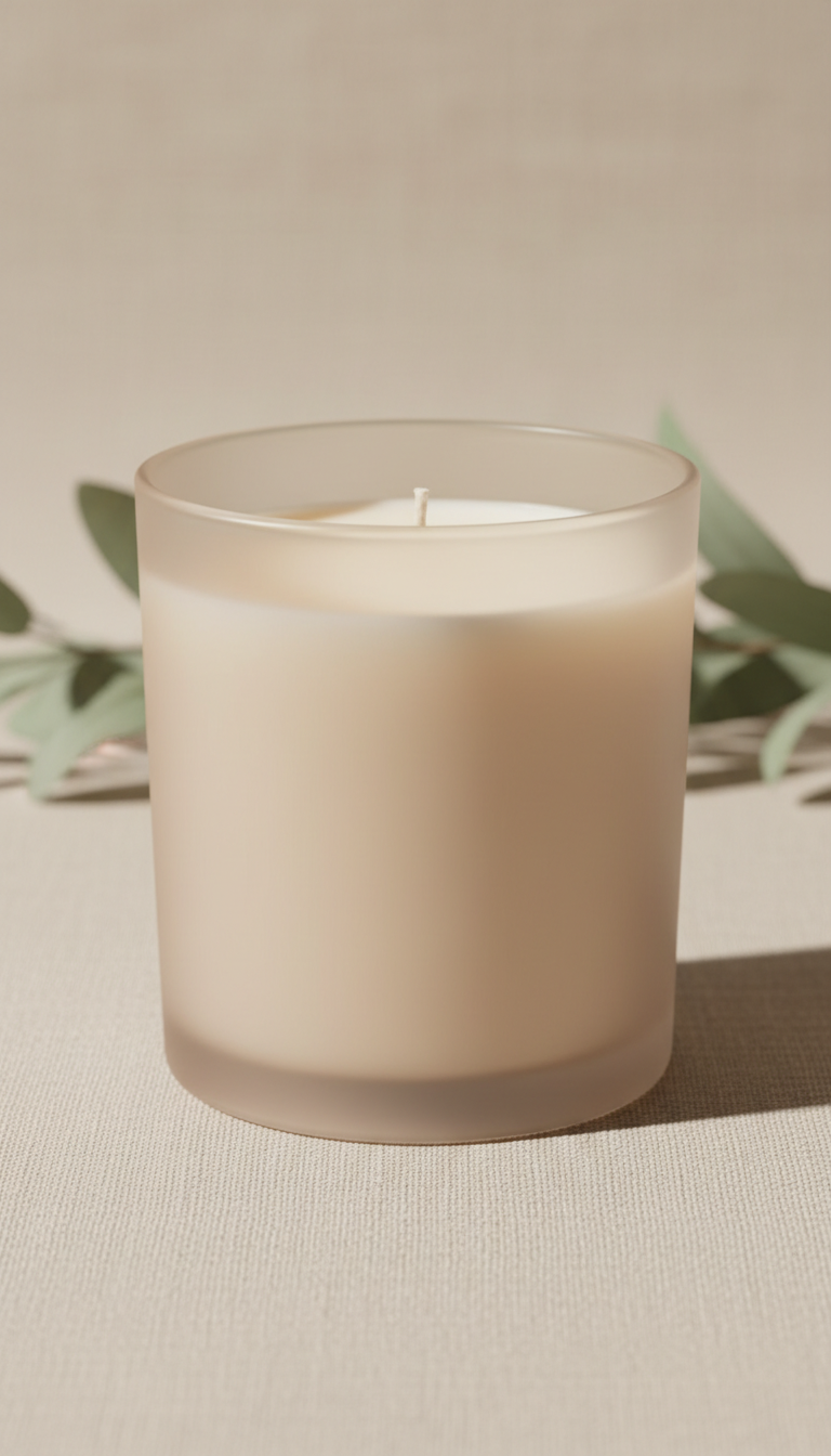 Candela di soia Feather Beige in vetro satinato