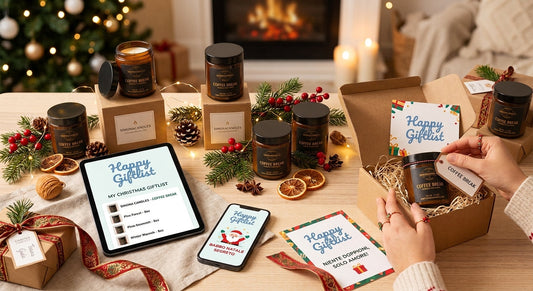 Candele profumate Simona Candles e lista desideri online su tablet Happy Giftlist per regali di Natale